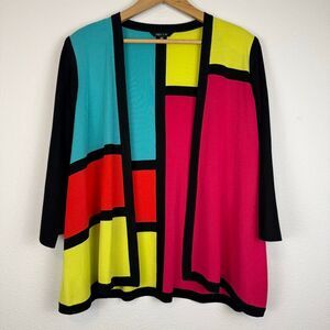Misook‎ Colorblock Open Front Cardigan Size PL